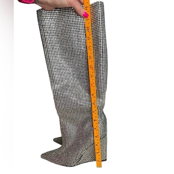 Gianni Bini Party Swifty GaborTwo Rhinestone Pointed Toe Tall Wedge Boots 6.5 - Picture 11 of 12